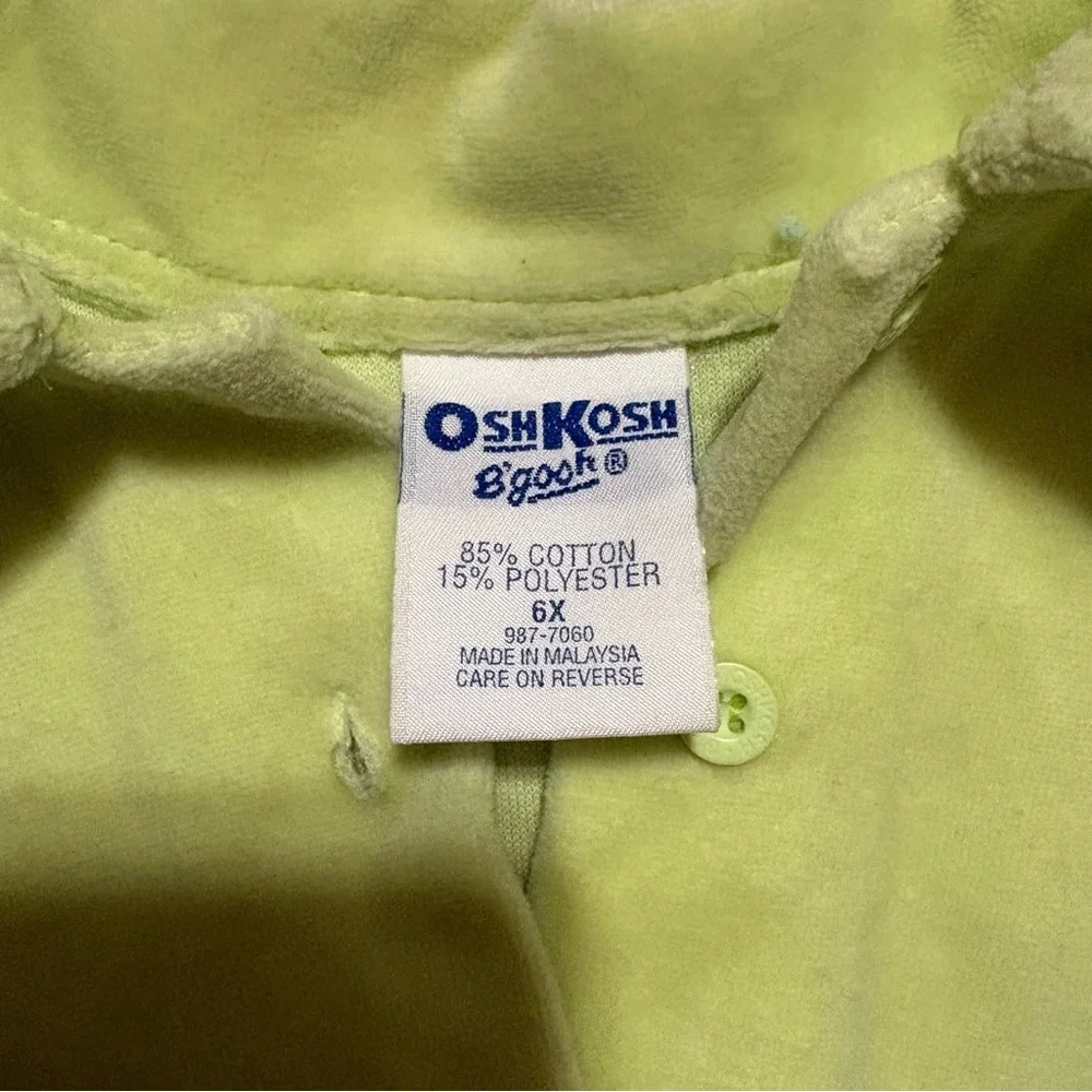 Vintage 90s OshKosh B’Gosh Velour Green Flowers Spring Dress Girls 6X